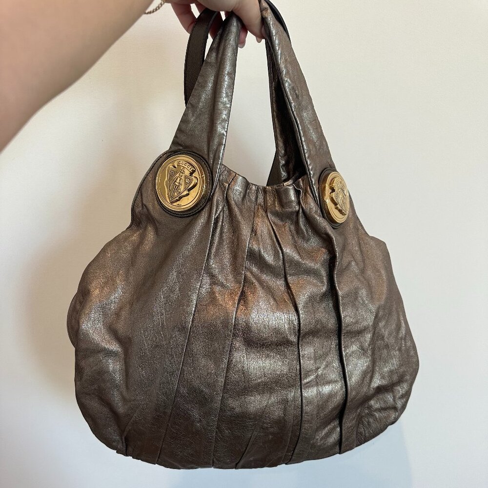 Gucci Metallic Silver Leather Hysteria Bag 197016